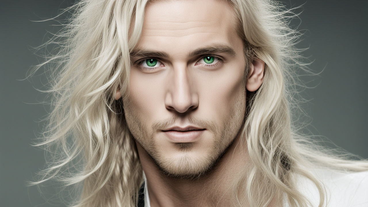 man with green eyes and blond straight hair