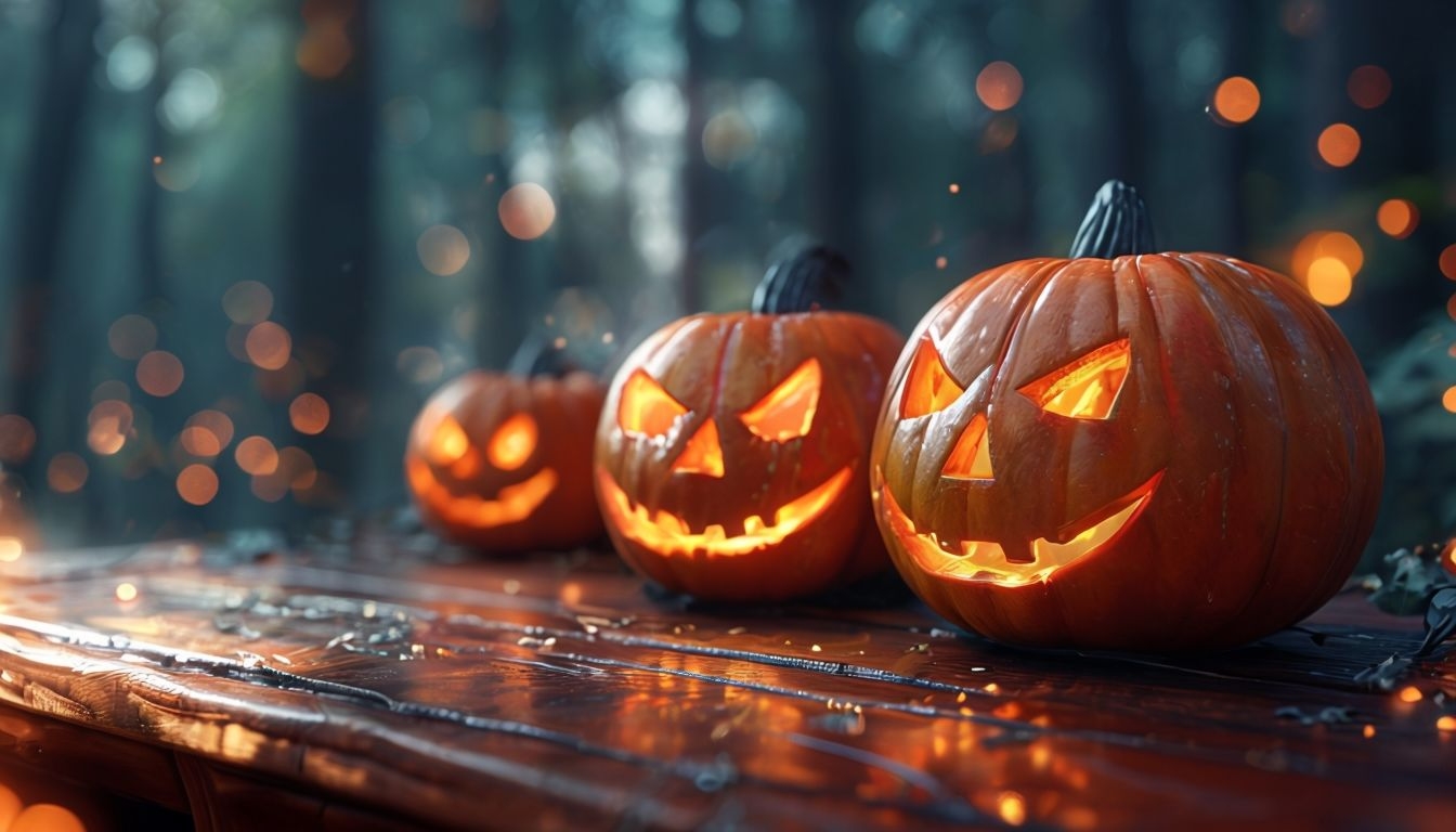 Spooky Jack-O'-Lanterns at Twilight Virtual Background