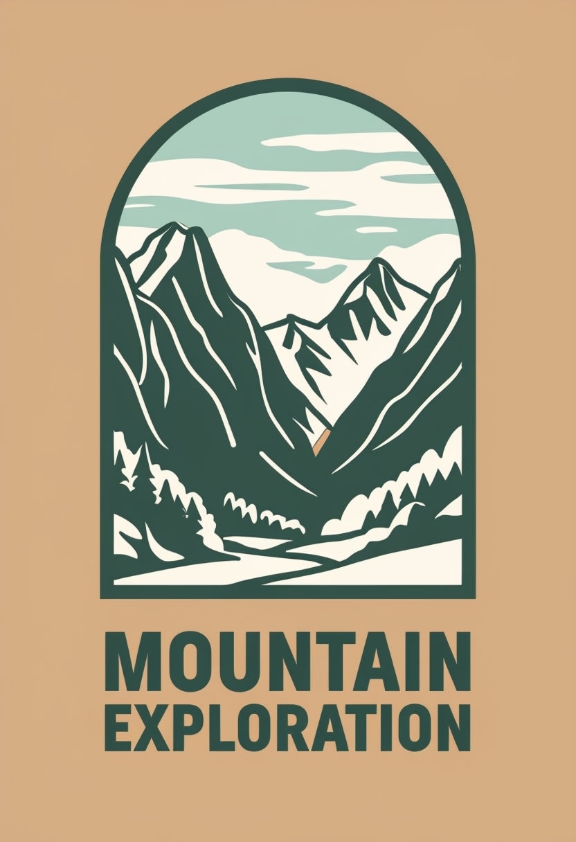 Serene Mountain Exploration Minimalist Line Art Poster