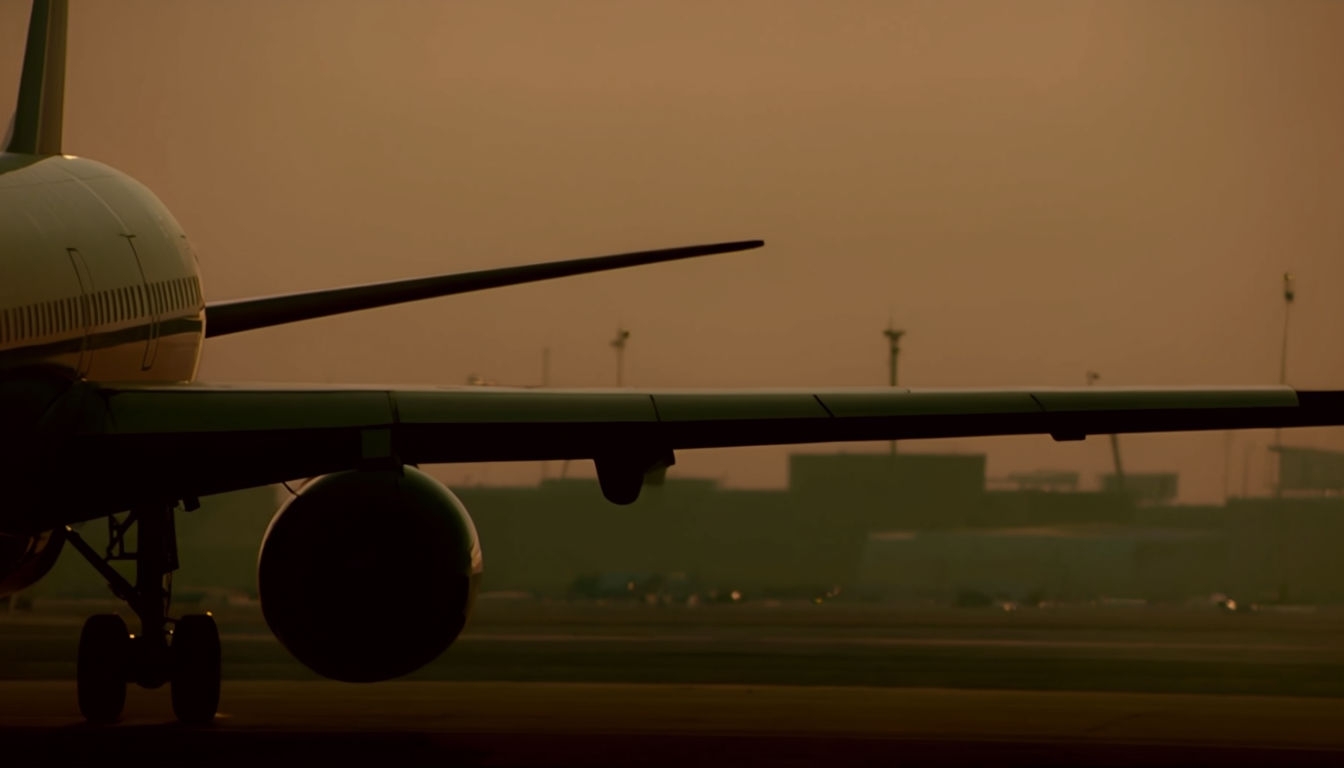 Airplane on Runway at Los Angeles Airport Digital Background Virtual Backgrounds