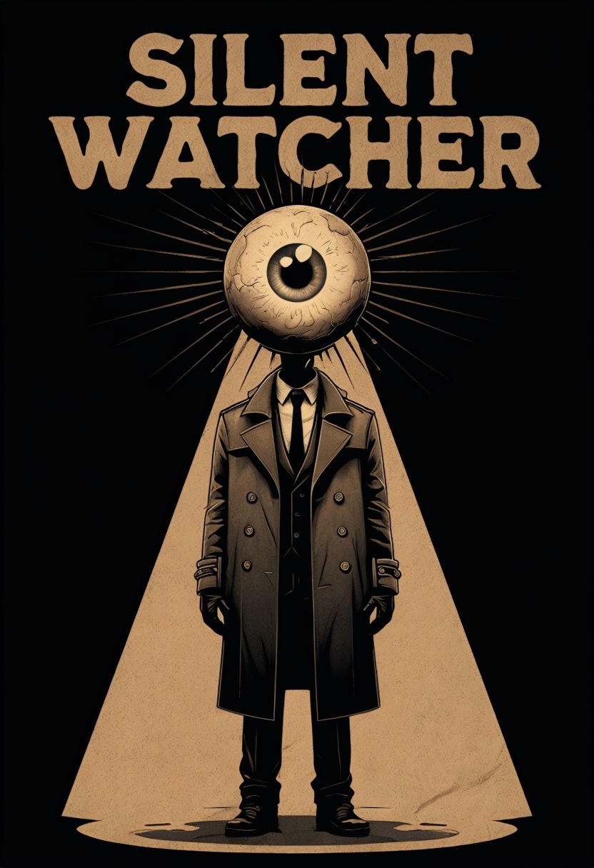 Silent Watcher Surreal Noir Figure Illustration Poster