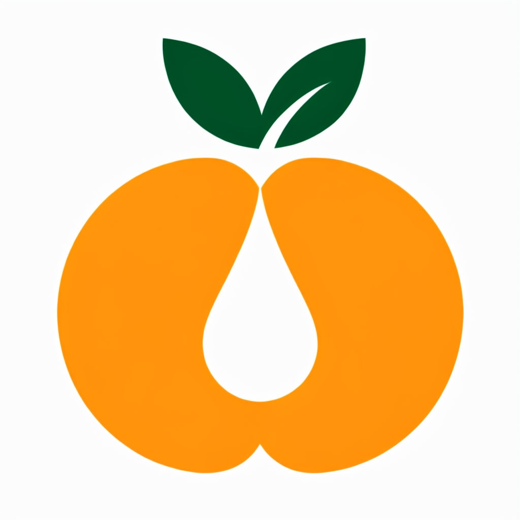 Stylized Amber-Orange Apple Minimalist Logo