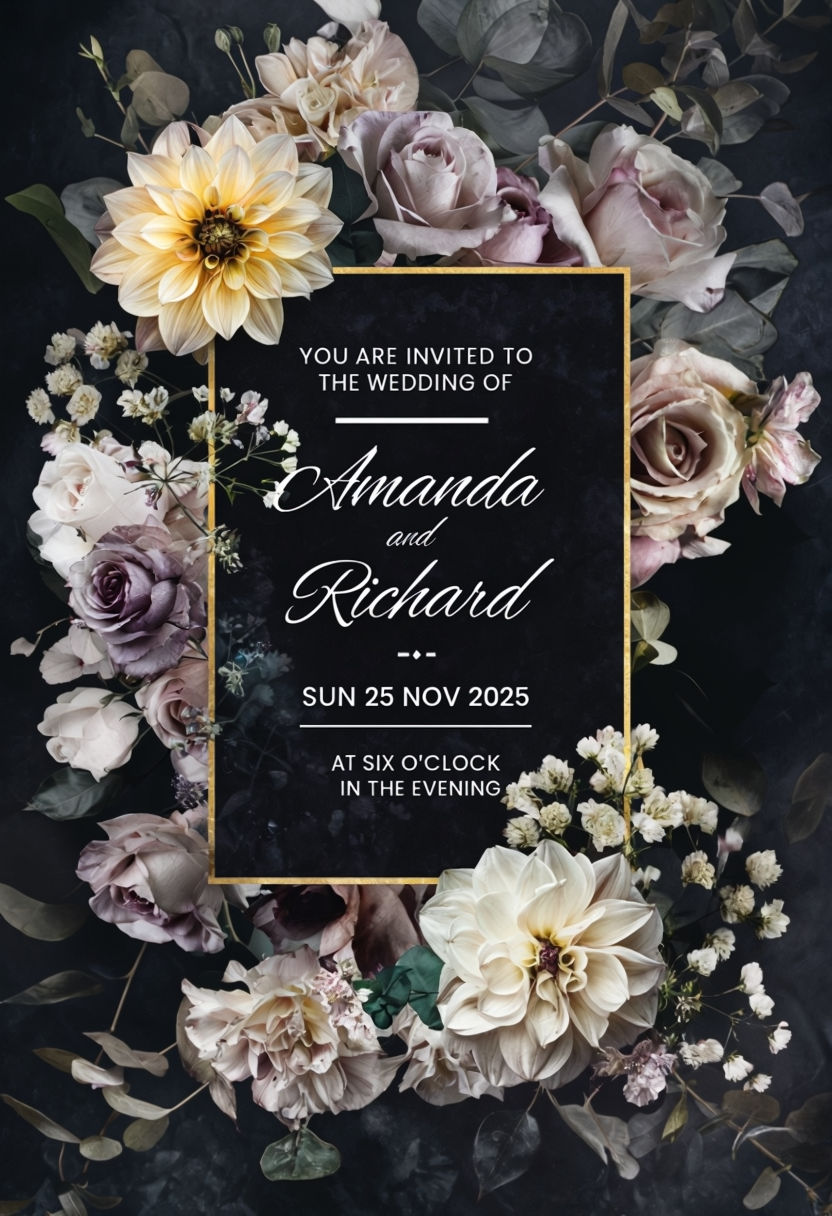 Floral Wedding Invitation 