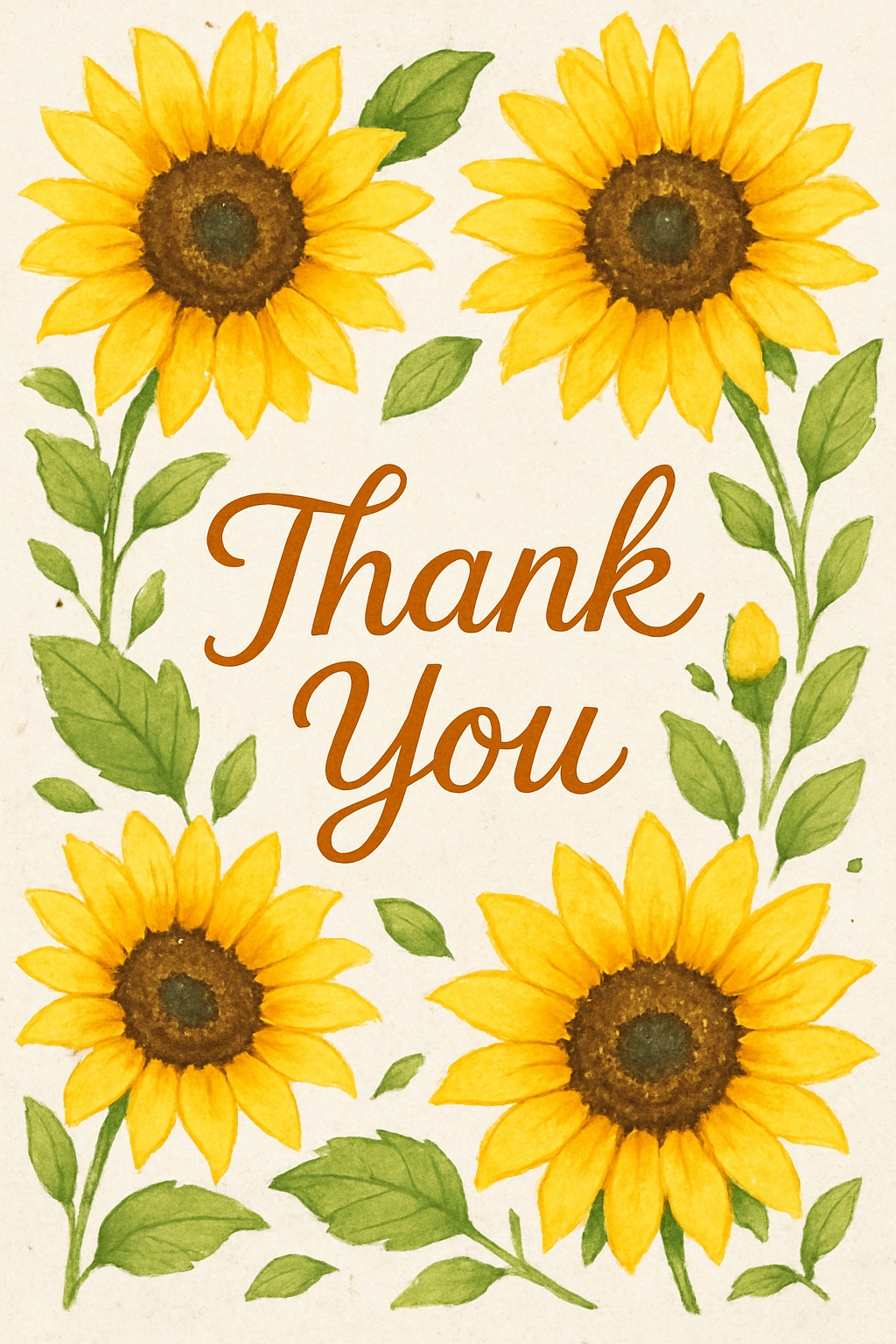 Watercolor Sunflower Thank You Card Design for Appreciation Cards & Invites