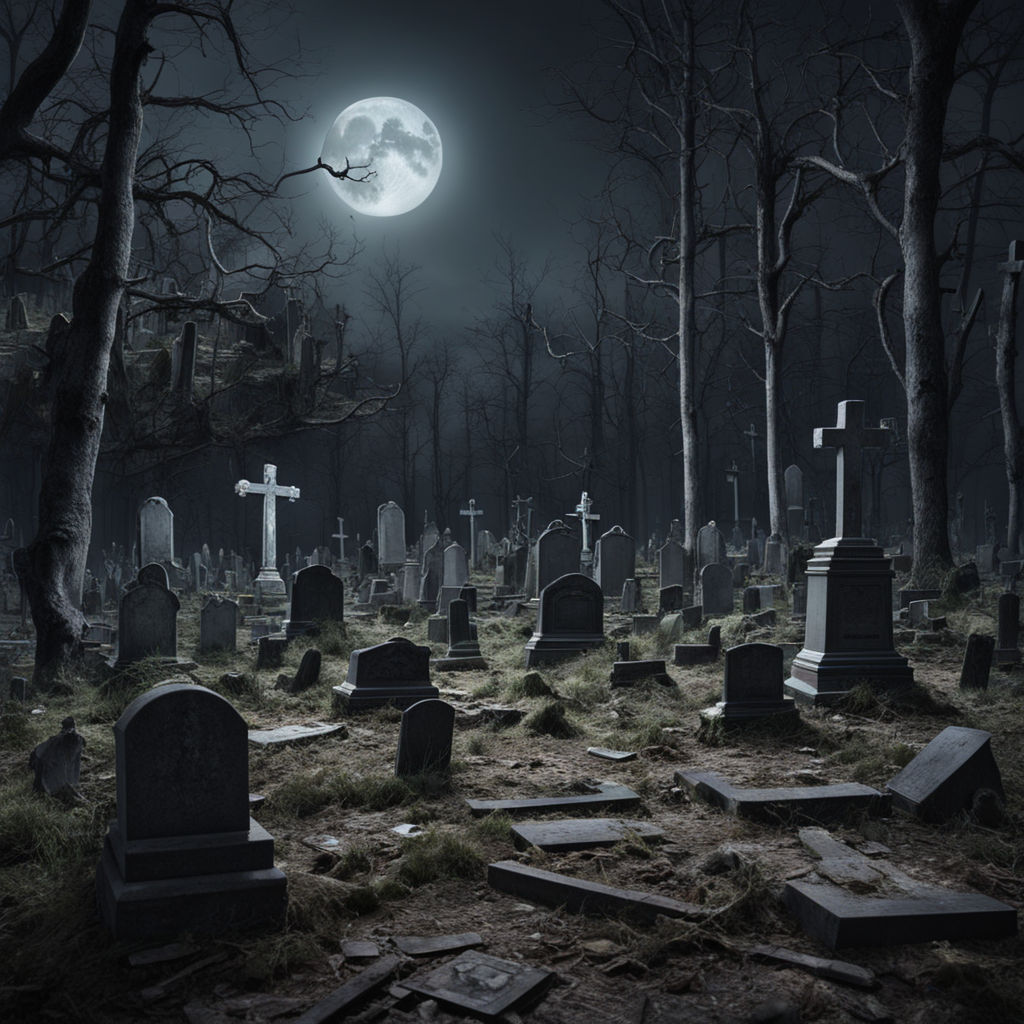 Create A Photorealistic Image Of An Abandoned Cemetery In A By Fritz 