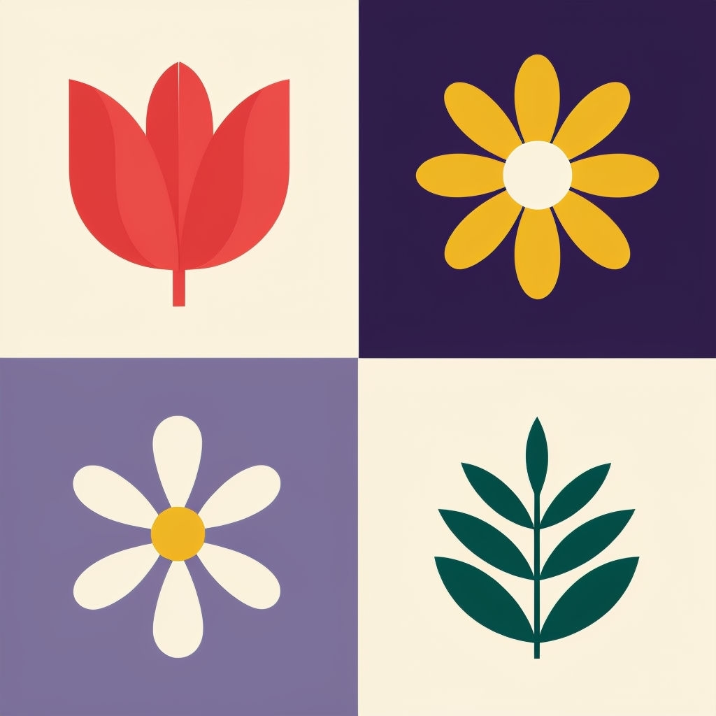 Modern Minimalist Floral Seamless Pattern Design with Vibrant Colors