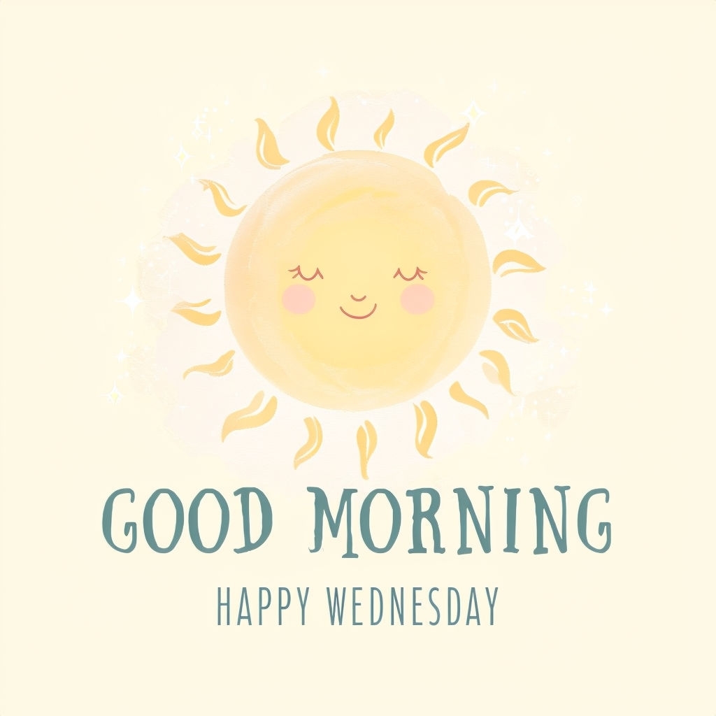 Whimsical Good Morning Card Design for a Cheerful Wednesday Social Media Post