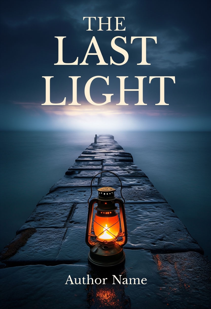 Cinematic Twilight Lantern on Ancient Pier EBook Cover
