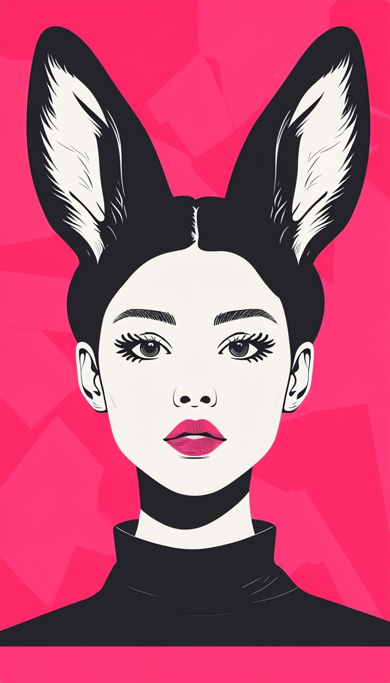 Whimsical Character with Animal Ears in Bold Colorful Art