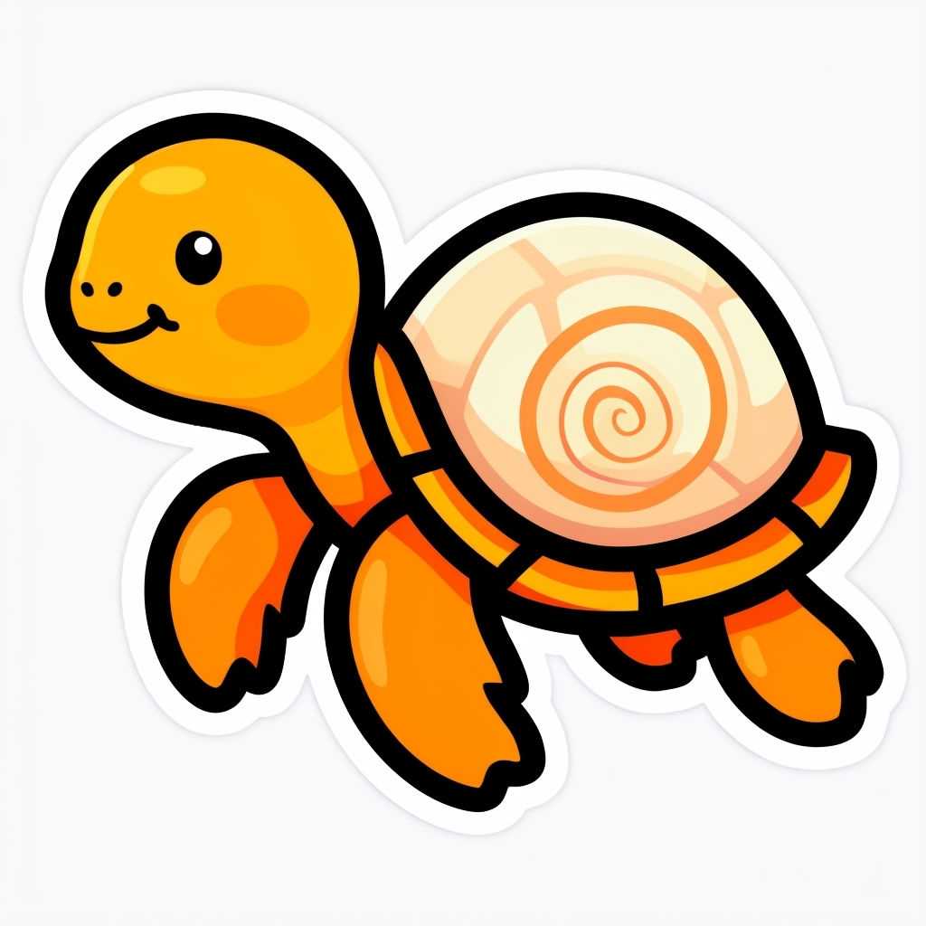 Cute Cartoon Sea Turtle Illustration Sticker