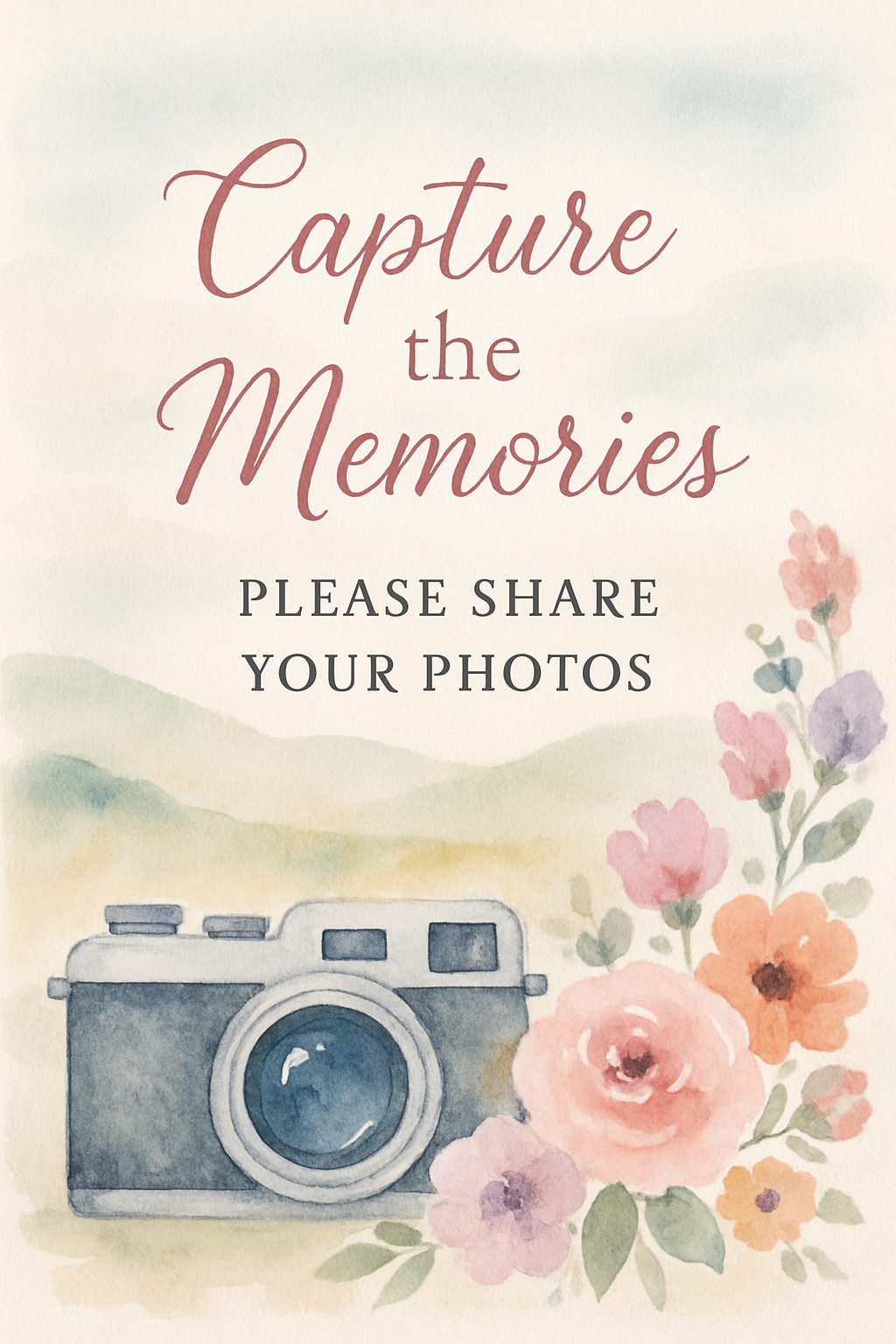 Capture the Memories Watercolor Illustration for Event Sign