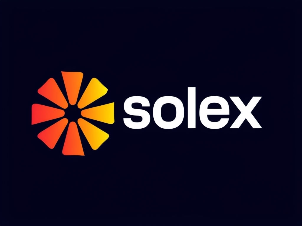 Vibrant Solex Logo Design with Stylized Sunburst Element 