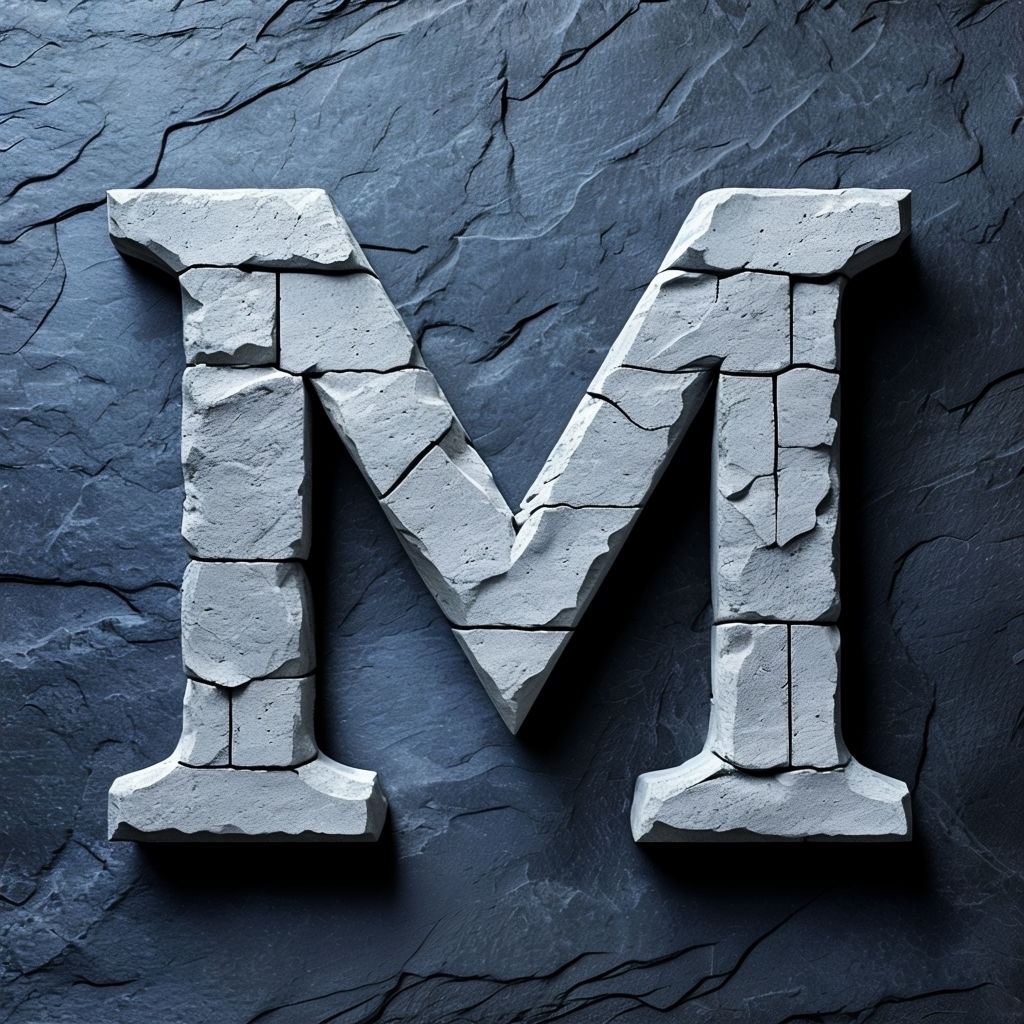 Modern Industrial M Logo Design on Slate Background Monogram