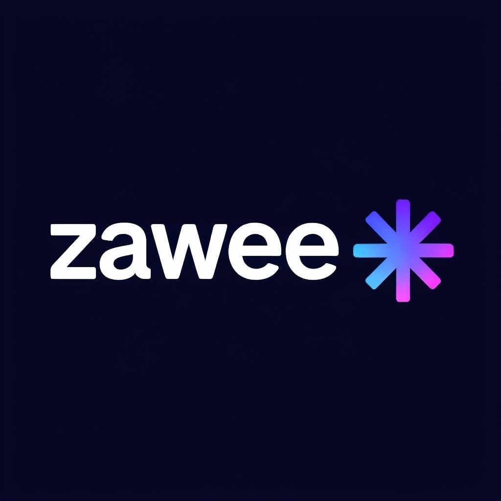 Modern Minimalist Zawee Logo Design on Dark Background Logo