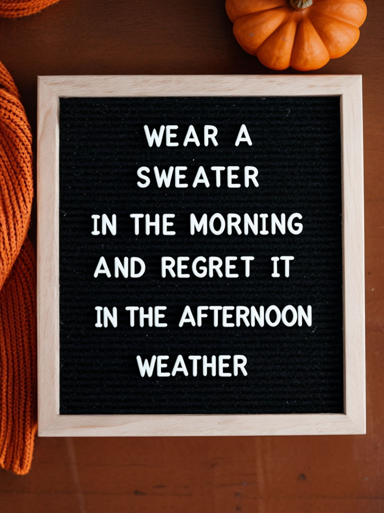 Humorous Quote on Black Letterboard with Autumn Decor Poster