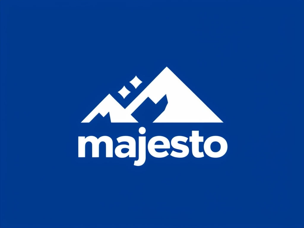 Minimalist Majesto Logo with White Mountain Graphic Design Logo