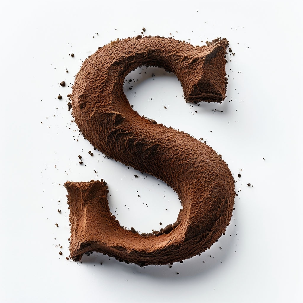 Realistic Coffee Grounds Monogram Letter S Photography Monogram