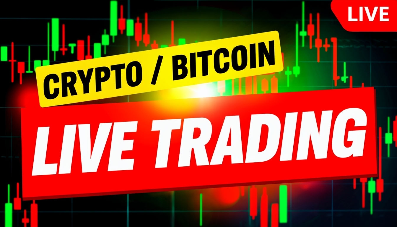 Dynamic Crypto Bitcoin Live Trading Thumbnail Design Social Media Post