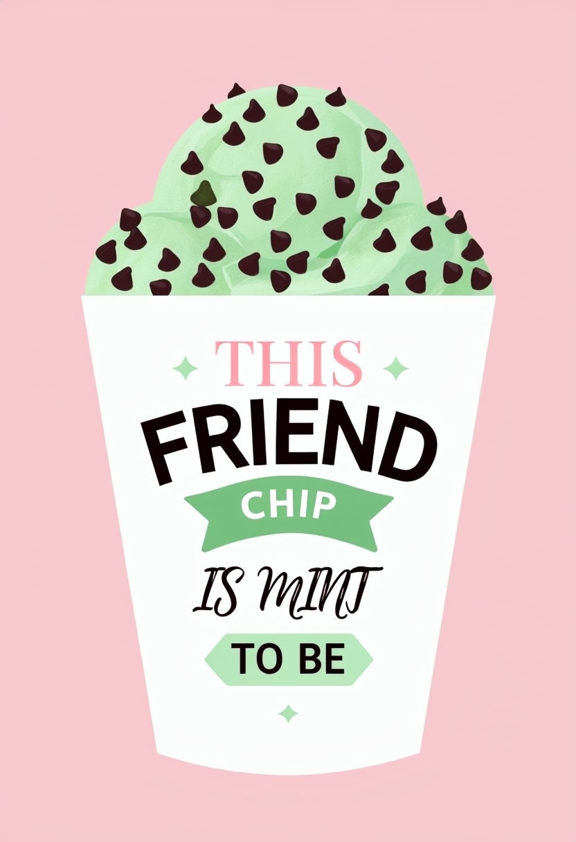 Playful Ice Cream Greeting Card Design with Mint Theme Card