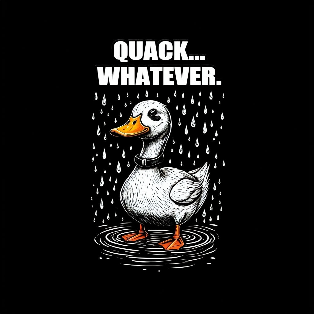 Whimsical Duck Illustration with Quirky Text T-Shirt