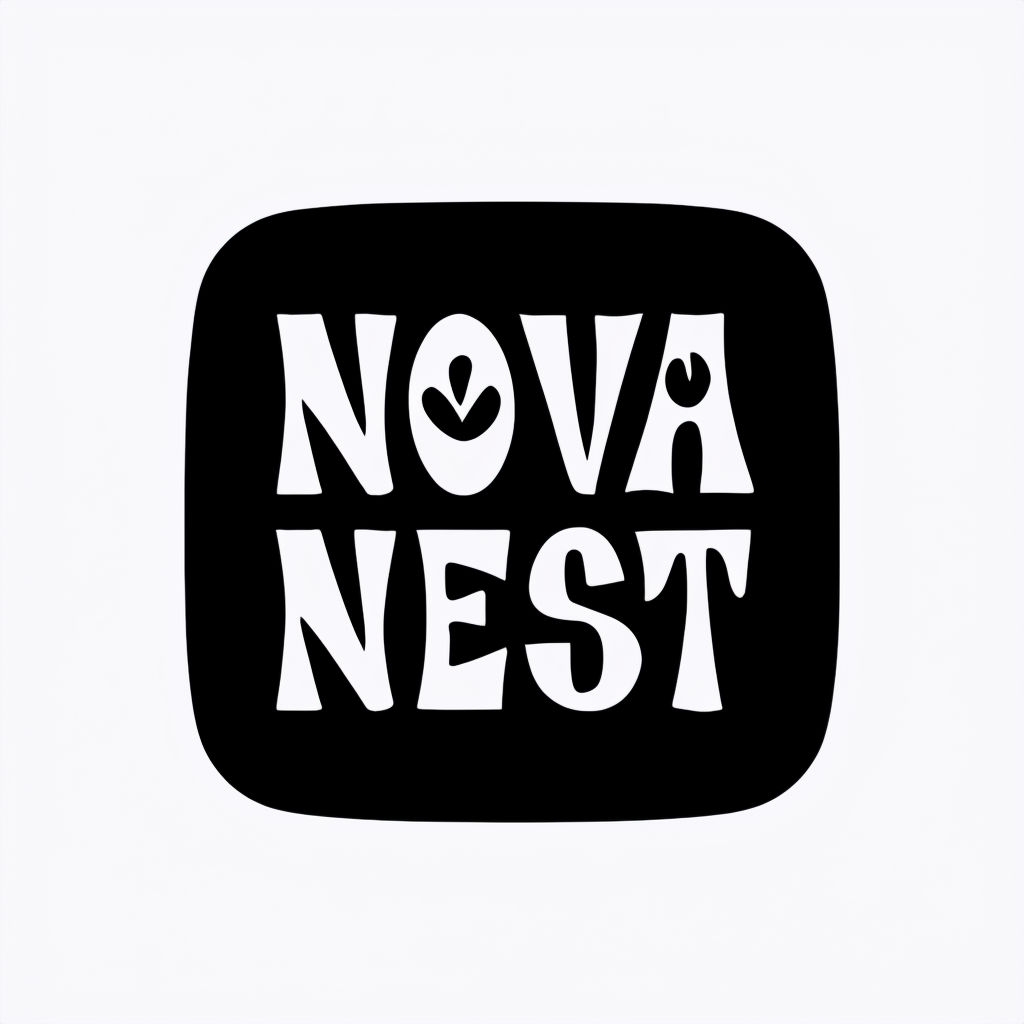 Modern Minimalist NOVA NEST Logo Design on White Background Logo