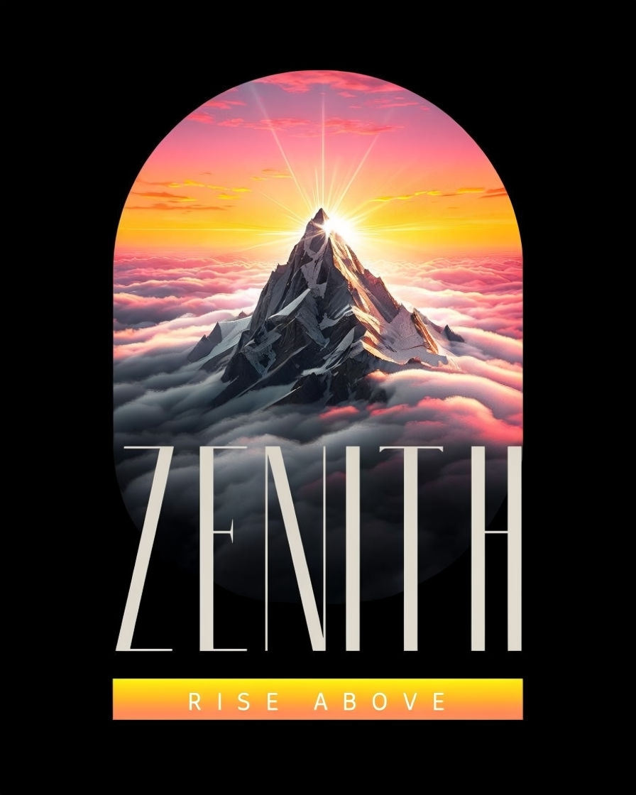 Majestic Zenith Mountain Sunrise with RISE ABOVE Text Poster