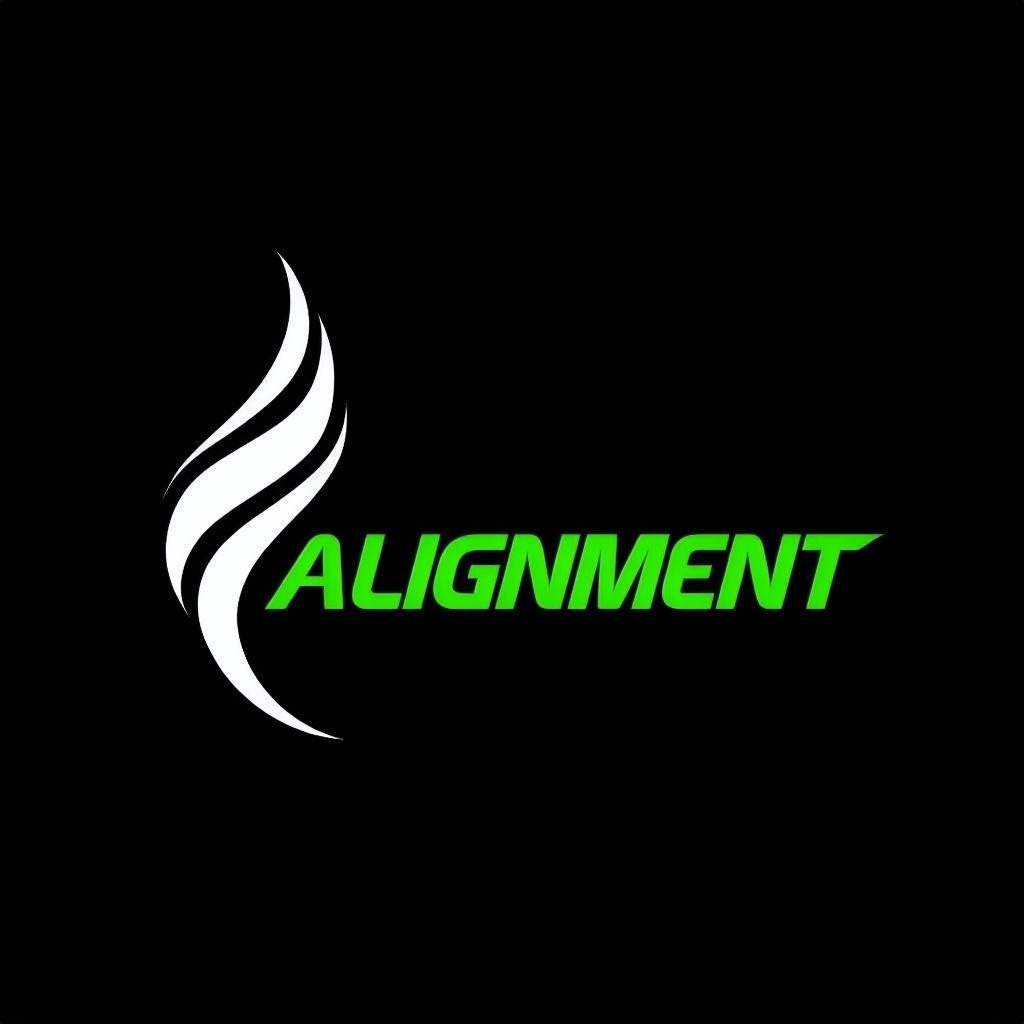 Sleek Modern Chiropractor Alignment Logo on Black Background