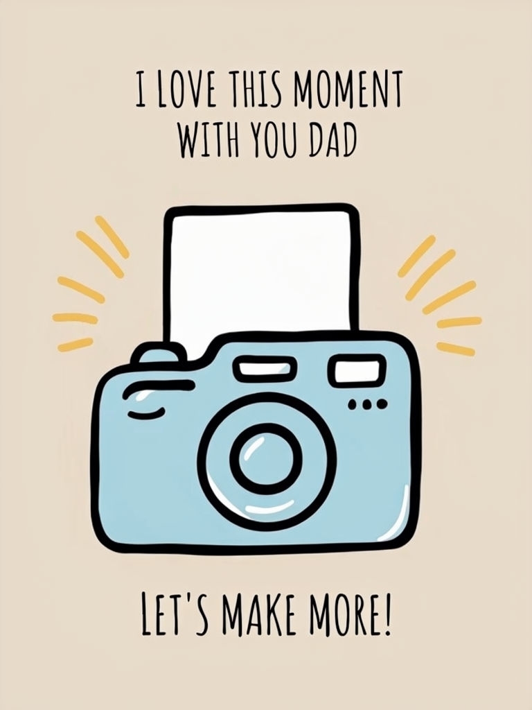 Heartwarming Father's Day Camera Illustration Greeting Card