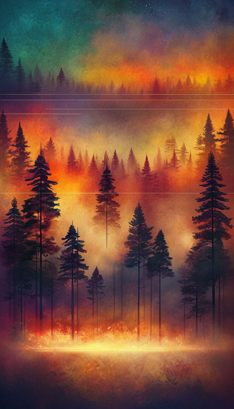 Serene Twilight Forest Landscape with Misty Atmosphere Mobile Wallpaper