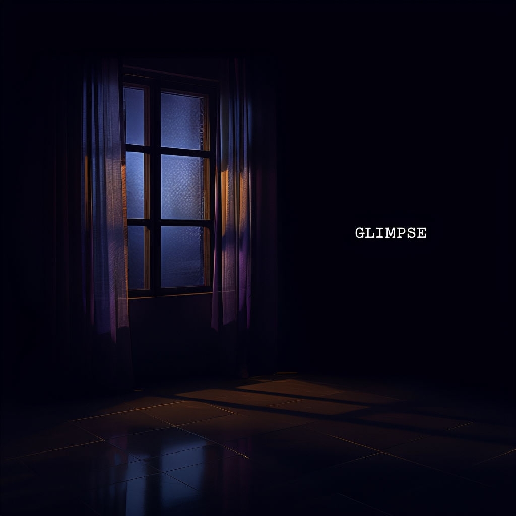 Glimpse of a Somber Night Window with Cool Blue Atmosphere Spotify Album Cover
