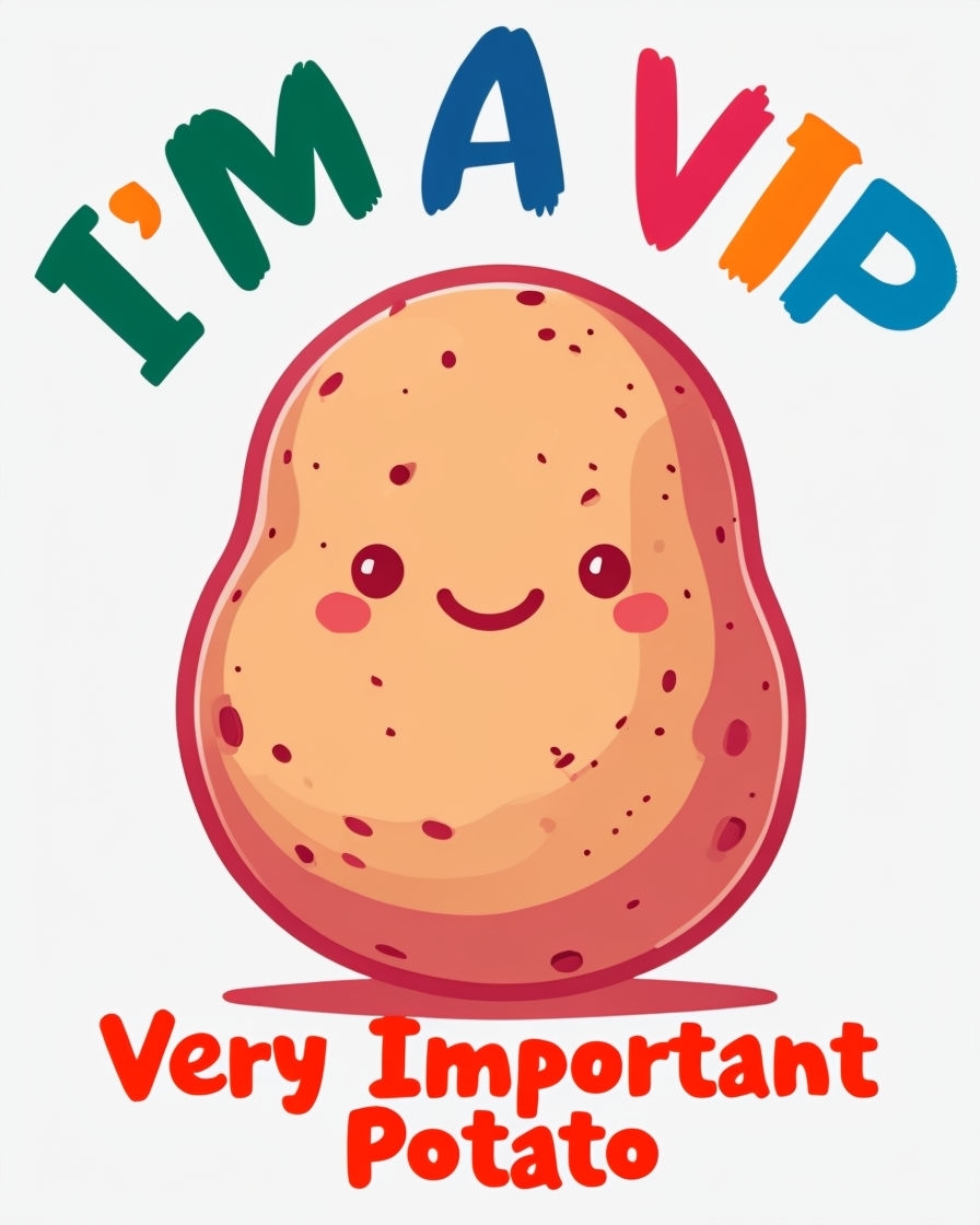 Cheerful Very Important Potato I'm a VIP Cartoon T-Shirt