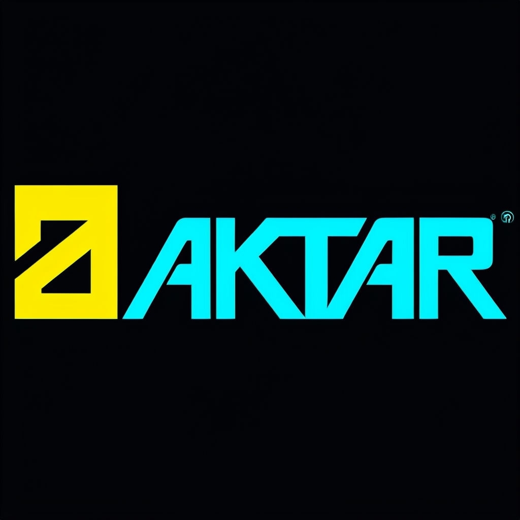 Modern Bold AKTAR Logo with Geometric Yellow Square