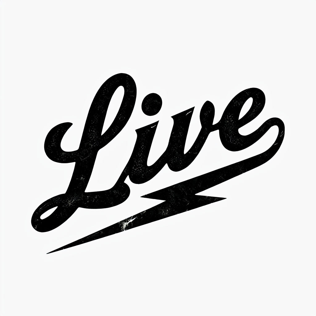 Vintage Live Cursive Script Logo with Lightning Bolt T-shirt