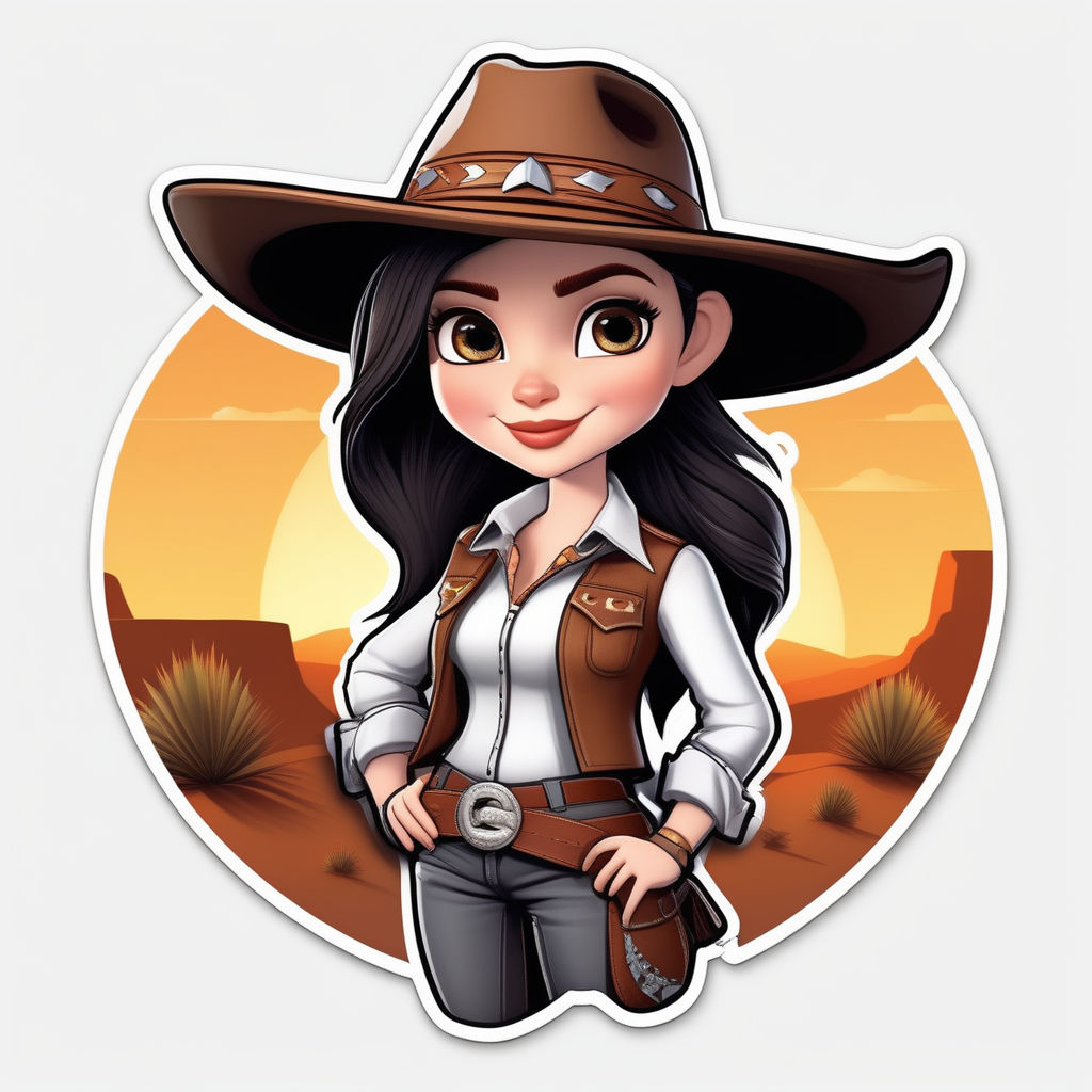 Cartoon Cowgirl Sticker