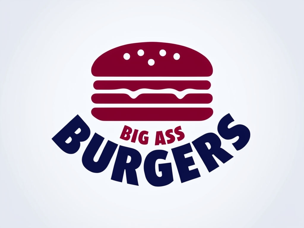 Minimalist Burgundy Burger Logo Design for Big Ass Burgers Logo