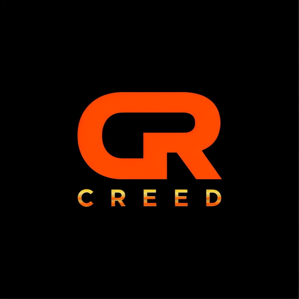 Bold Modern CR Creed Logo on Black Background