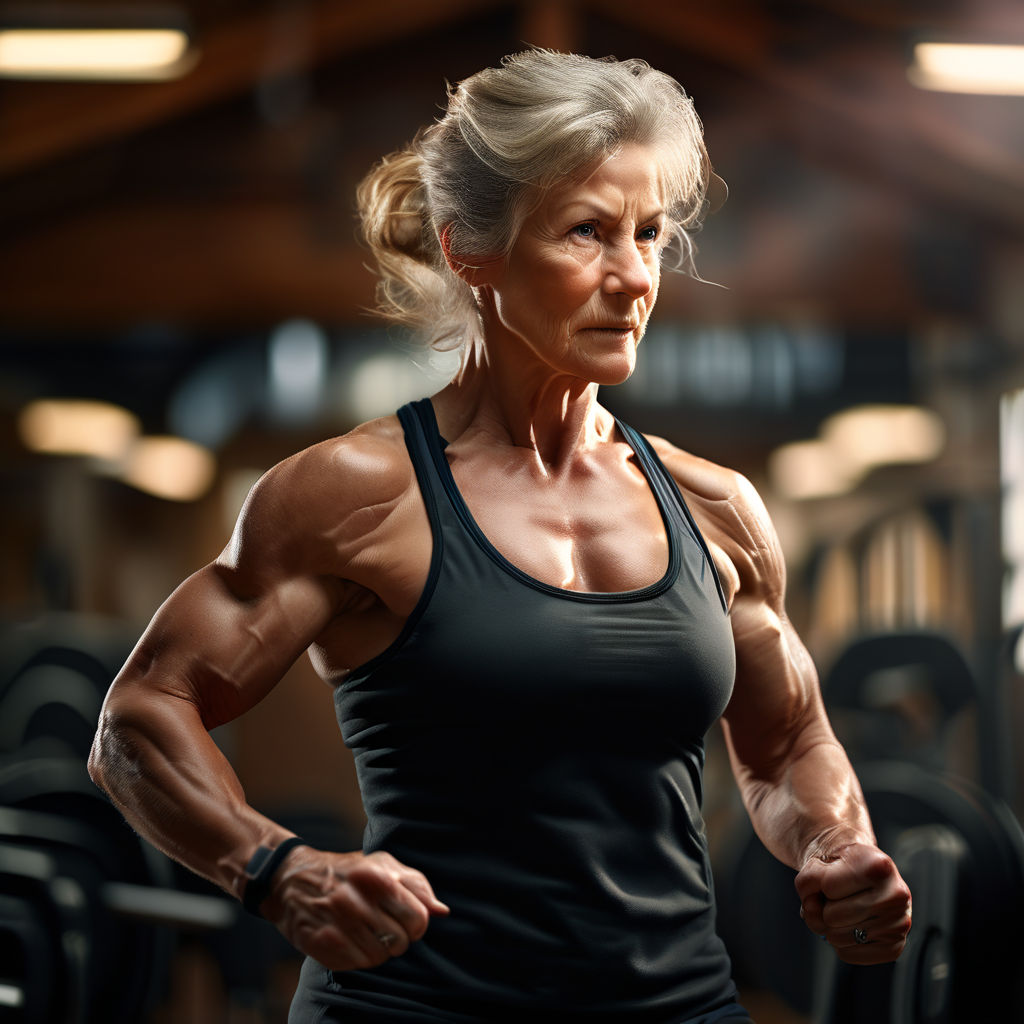 60-year-old woman engaging in strength training by Machu Shanavas ...