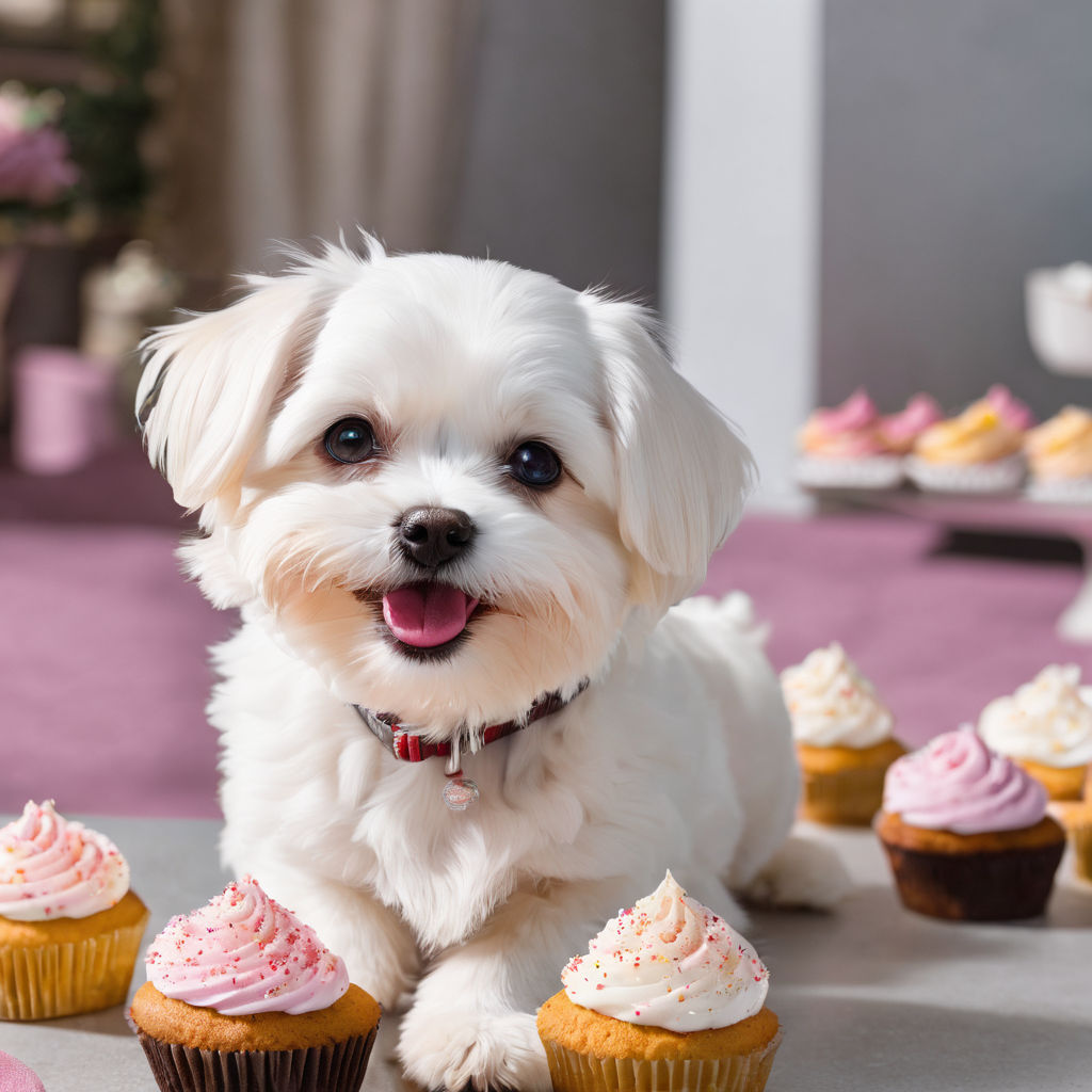 bichon maltese dog eating a donut Playground