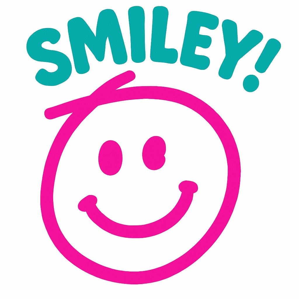 Cheerful Magenta Smiley Face Graphic Design Mug