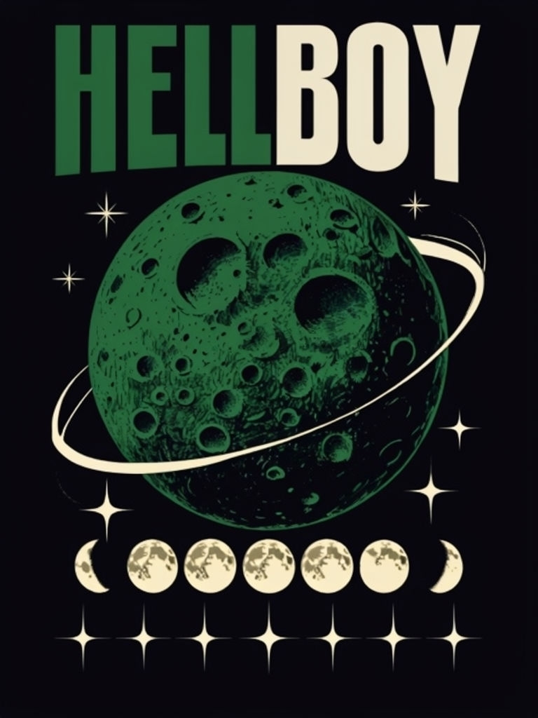 Retro-Futuristic HELLBOY Graphic Design Cosmic Poster