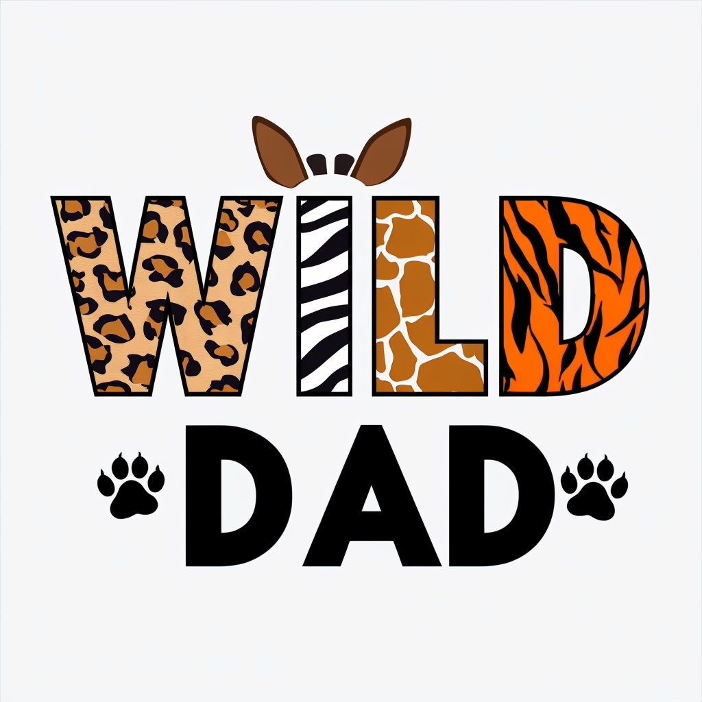 Wild Dad Animal Print Typography T-Shirt