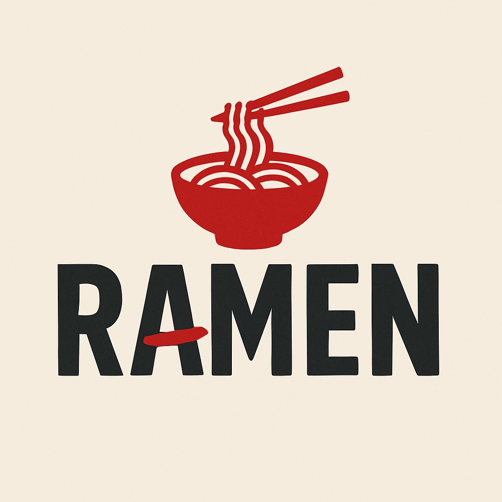 Minimalist Red Ramen Bowl Graphic Design Logo