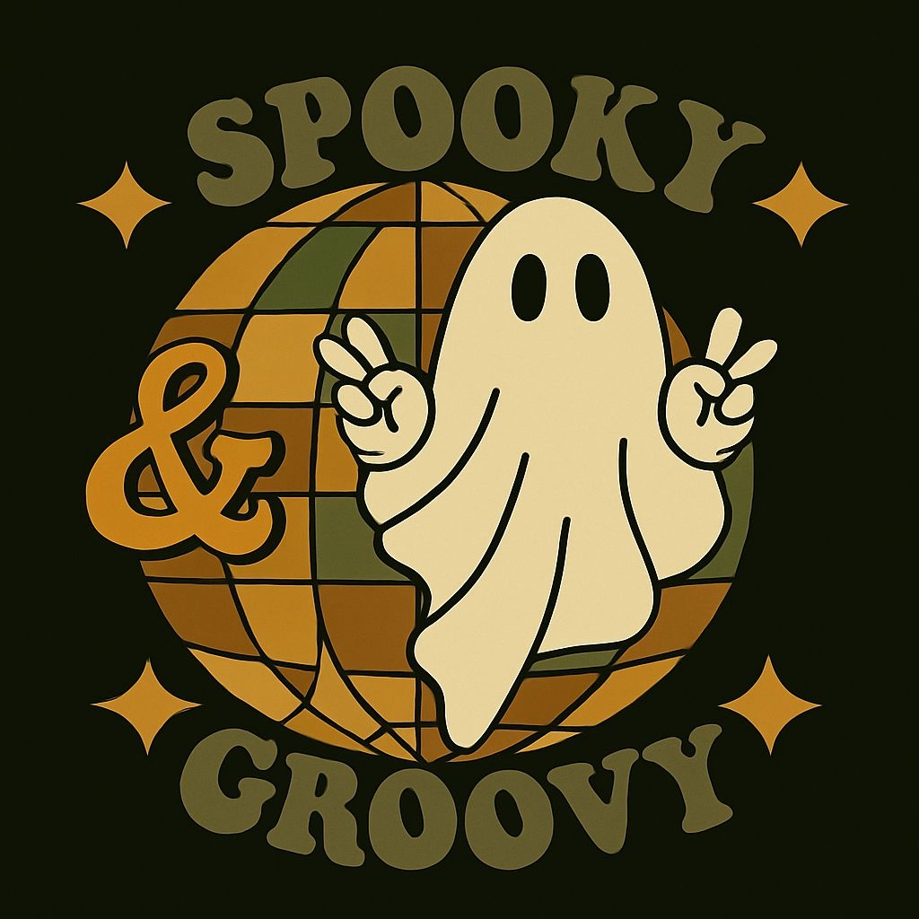 Playful Ghost with Spooky and Groovy Text T-Shirt