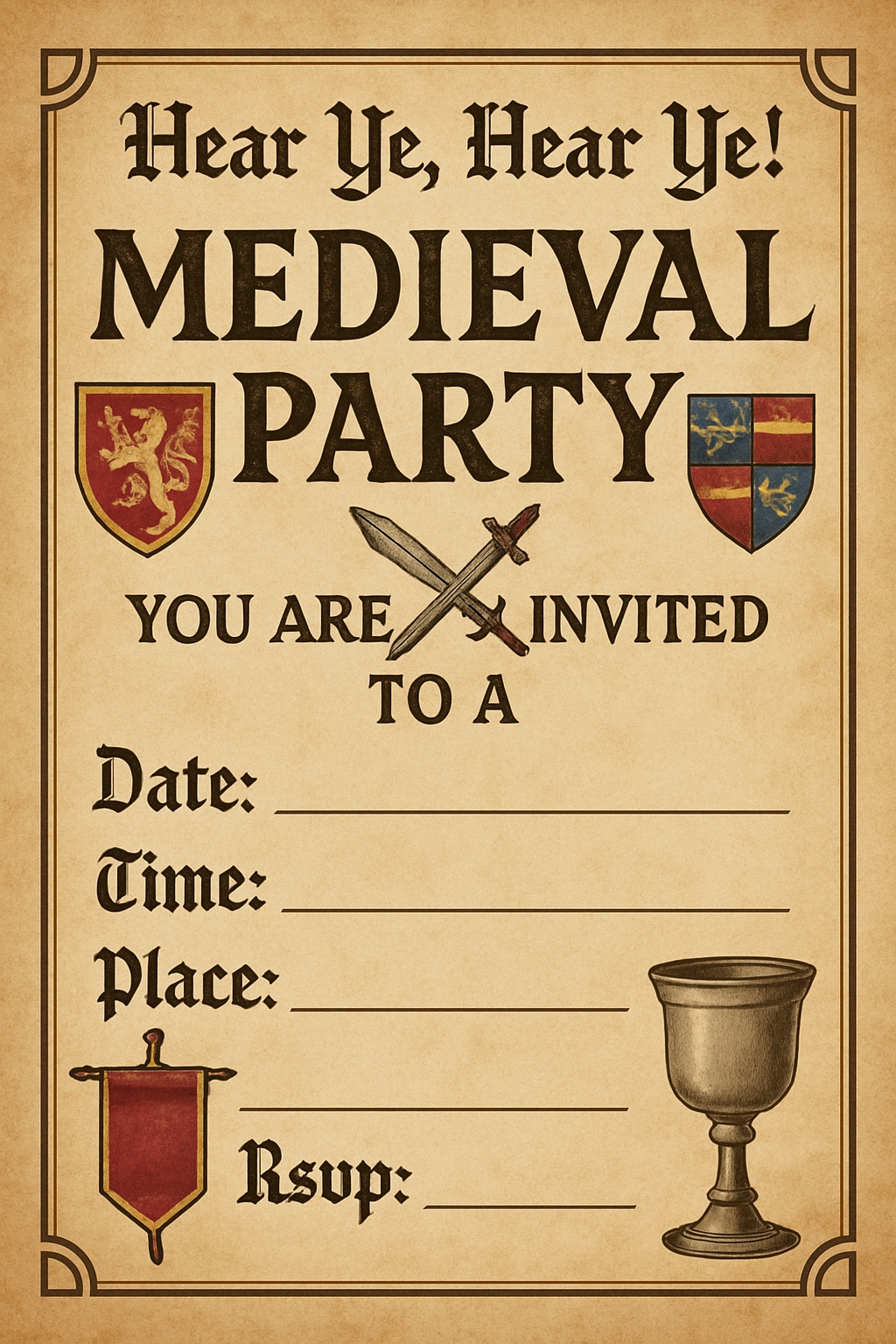 Medieval Themed Invitation Poster for Festive Gatherings Card