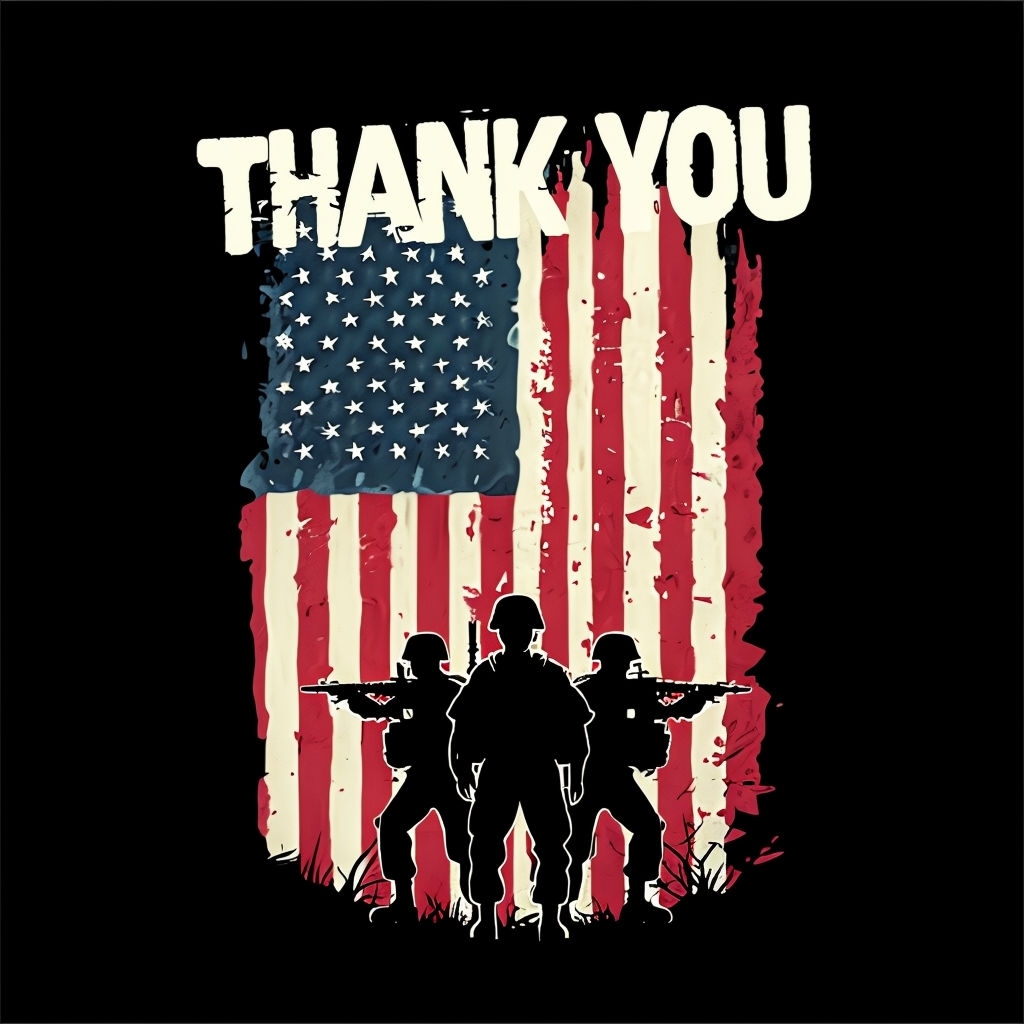 Thank You Military Tribute Distressed Flag T-Shirt