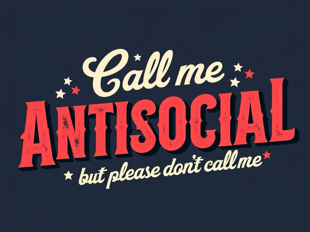 Playful ANTISOCIAL Typography on Navy Blue Background T-Shirt