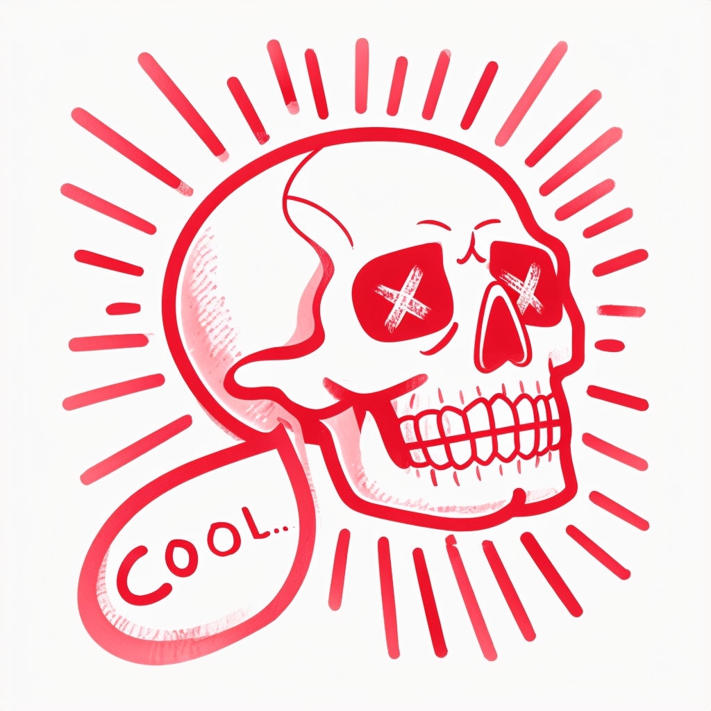 Bold Red Skull Cartoon with Speech Bubble T-Shirt