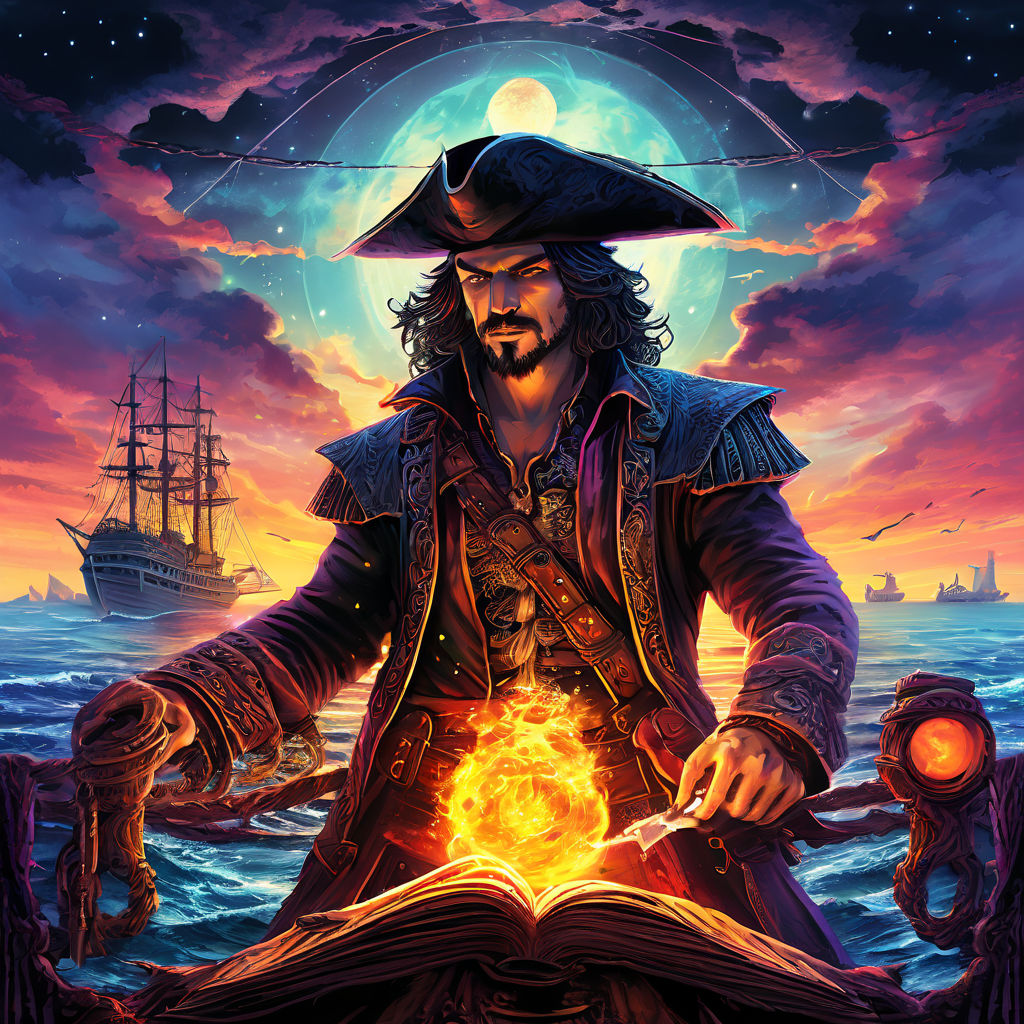 Male pirate mage on a ship in the carabean sea by Daniel Wörl - Playground