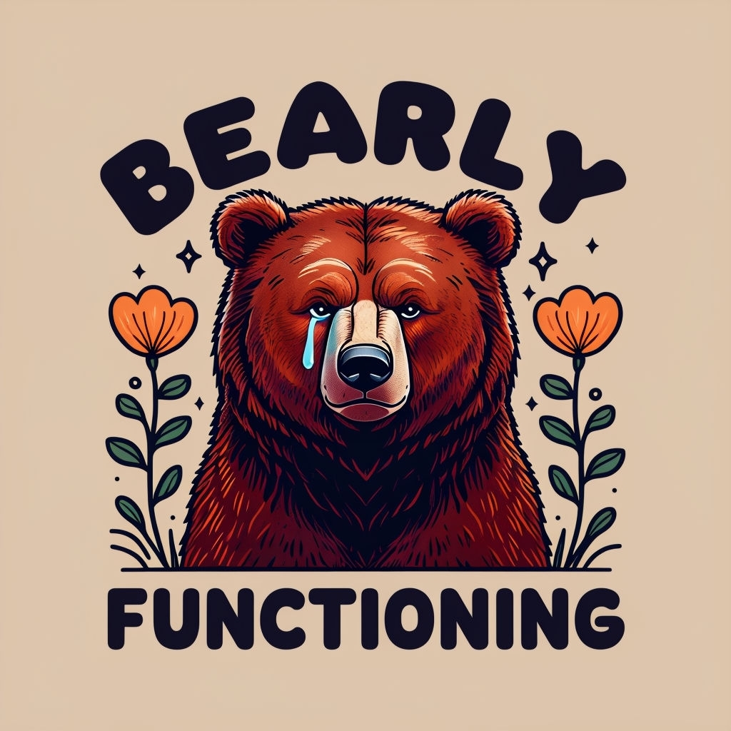 Whimsical Brown Bear with Flowers and Stars T-shirt