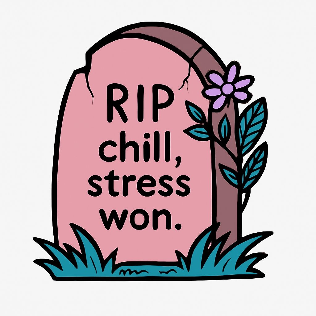 Humorous Light Pink Gravestone Cartoon Illustration Sticker